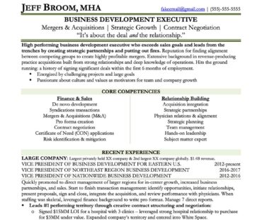 Preview Vice President of Business Development Resume